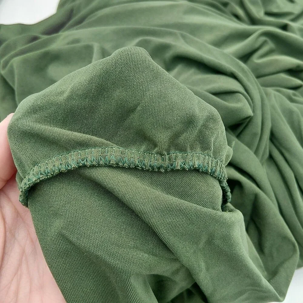 Olive Green Spandex Stretchy Tablecloth For 6ft Rectangular Table With Ruffles